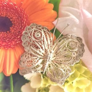 Vintage .925  Sterling Silver Butterfly Brooch